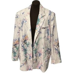 Asos Women’s Floral Pink Purple Women's Dad Oversized Blazer Jacket Size 12 Work